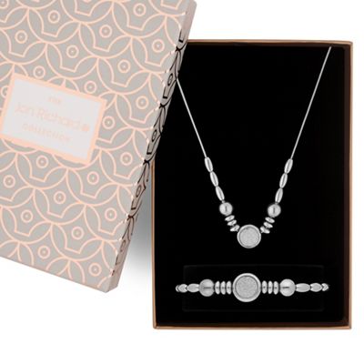 Silver glitter inlay necklace and bracelet set